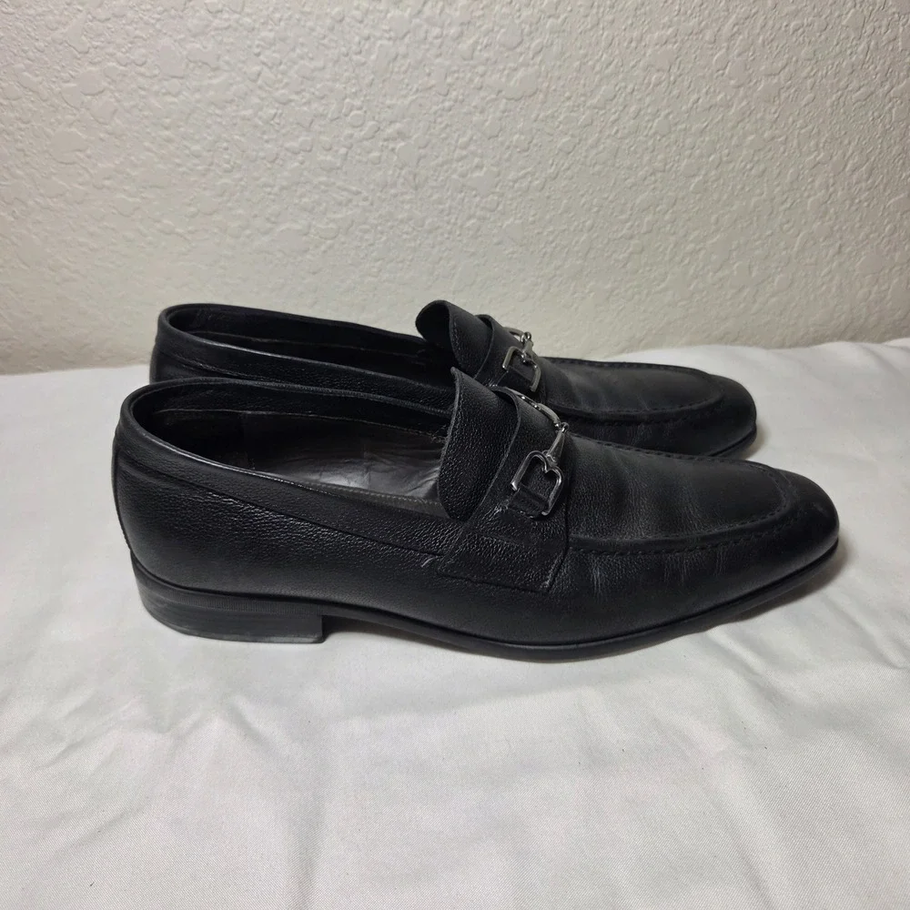 Bruno Magli Mamante Black Leather Bit Loafers Mens 10 M Made in Italy BM600352